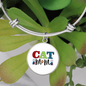 Cat Mom Design Bracelet Stainless Steel or 18k Gold Circle Bangle-Express Your Love Gifts