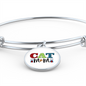 Cat Mom Design Bracelet Stainless Steel or 18k Gold Circle Bangle-Express Your Love Gifts
