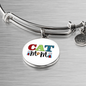 Cat Mom Design Bracelet Stainless Steel or 18k Gold Circle Bangle-Express Your Love Gifts