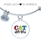 Cat Mom Design Bracelet Stainless Steel or 18k Gold Circle Bangle-Express Your Love Gifts