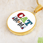 Cat Mom Design Circle Necklace Stainless Steel or 18k Gold 18-22"-Express Your Love Gifts