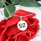 Cat Mom Design Circle Necklace Stainless Steel or 18k Gold 18-22"-Express Your Love Gifts