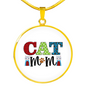 Cat Mom Design Circle Necklace Stainless Steel or 18k Gold 18-22"-Express Your Love Gifts