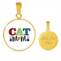 Cat Mom Design Circle Necklace Stainless Steel or 18k Gold 18-22"-Express Your Love Gifts