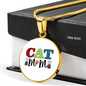 Cat Mom Design Circle Necklace Stainless Steel or 18k Gold 18-22"-Express Your Love Gifts