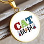 Cat Mom Design Circle Necklace Stainless Steel or 18k Gold 18-22"-Express Your Love Gifts