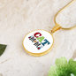 Cat Mom Design Circle Necklace Stainless Steel or 18k Gold 18-22"-Express Your Love Gifts