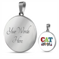 Cat Mom Design Circle Necklace Stainless Steel or 18k Gold 18-22"-Express Your Love Gifts
