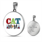 Cat Mom Design Circle Necklace Stainless Steel or 18k Gold 18-22"-Express Your Love Gifts