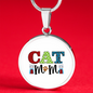 Cat Mom Design Circle Necklace Stainless Steel or 18k Gold 18-22"-Express Your Love Gifts