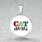 Cat Mom Design Circle Necklace Stainless Steel or 18k Gold 18-22"-Express Your Love Gifts