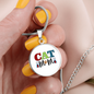 Cat Mom Design Circle Necklace Stainless Steel or 18k Gold 18-22"-Express Your Love Gifts