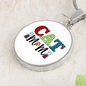 Cat Mom Design Circle Necklace Stainless Steel or 18k Gold 18-22"-Express Your Love Gifts