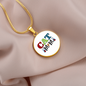 Cat Mom Design Circle Necklace Stainless Steel or 18k Gold 18-22"-Express Your Love Gifts