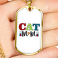 Cat Mom Design Necklace Stainless Steel or 18k Gold Dog Tag 24" Chain-Express Your Love Gifts