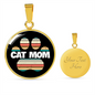 Cat Mom Feet Circle Necklace Stainless Steel or 18k Gold 18-22-Express Your Love Gifts