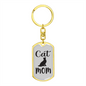 Cat Mom Keychain Stainless Steel or 18k Gold Dog Tag Keyring-Express Your Love Gifts