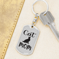 Cat Mom Keychain Stainless Steel or 18k Gold Dog Tag Keyring-Express Your Love Gifts