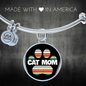 Cat Mom Paw Bracelet Stainless Steel or 18k Gold Circle Bangle-Express Your Love Gifts