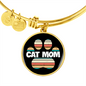 Cat Mom Paw Bracelet Stainless Steel or 18k Gold Circle Bangle-Express Your Love Gifts