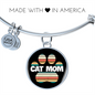 Cat Mom Paw Bracelet Stainless Steel or 18k Gold Circle Bangle-Express Your Love Gifts