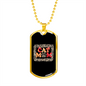 Cat Mom Paw Design Necklace Stainless Steel or 18k Gold Dog Tag 24" Chain-Express Your Love Gifts