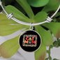 Cat Mom Paw Designs Bracelet Stainless Steel or 18k Gold Circle Bangle-Express Your Love Gifts
