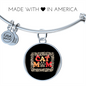 Cat Mom Paw Designs Bracelet Stainless Steel or 18k Gold Circle Bangle-Express Your Love Gifts
