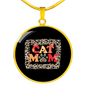 Cat Mom Paw Designs Circle Necklace Stainless Steel or 18k Gold 18-22"-Express Your Love Gifts
