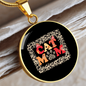 Cat Mom Paw Designs Circle Necklace Stainless Steel or 18k Gold 18-22"-Express Your Love Gifts