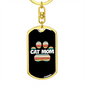 Cat Mom Paw Keychain Stainless Steel or 18k Gold Dog Tag Keyring-Express Your Love Gifts