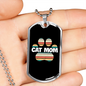 Cat Mom Paw Necklace Stainless Steel or 18k Gold Dog Tag 24" Chain-Express Your Love Gifts