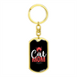 Cat Mom Red White Keychain Stainless Steel or 18k Gold Dog Tag Keyring-Express Your Love Gifts