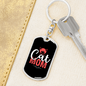 Cat Mom Red White Keychain Stainless Steel or 18k Gold Dog Tag Keyring-Express Your Love Gifts
