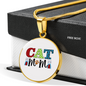Cat Mom White Circle Necklace Stainless Steel or 18k Gold 18-22"-Express Your Love Gifts