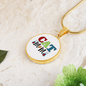 Cat Mom White Circle Necklace Stainless Steel or 18k Gold 18-22"-Express Your Love Gifts
