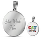 Cat Mom White Circle Necklace Stainless Steel or 18k Gold 18-22"-Express Your Love Gifts