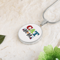Cat Mom White Circle Necklace Stainless Steel or 18k Gold 18-22"-Express Your Love Gifts