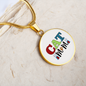 Cat Mom White Circle Necklace Stainless Steel or 18k Gold 18-22"-Express Your Love Gifts