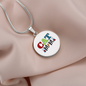 Cat Mom White Circle Necklace Stainless Steel or 18k Gold 18-22"-Express Your Love Gifts
