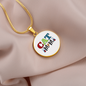 Cat Mom White Circle Necklace Stainless Steel or 18k Gold 18-22"-Express Your Love Gifts