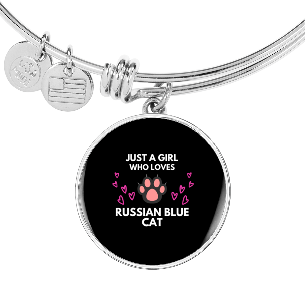 Cat Russian Blue Bracelet Stainless Steel or 18k Gold Circle Bangle-Express Your Love Gifts