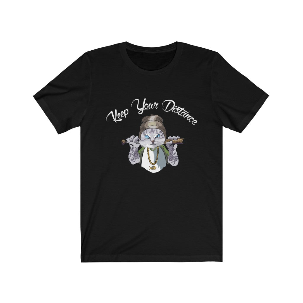 Cat Shirt Keep Your Distance Thug Cat 2 Sided Short Sleeve Tee-Express Your Love Gifts
