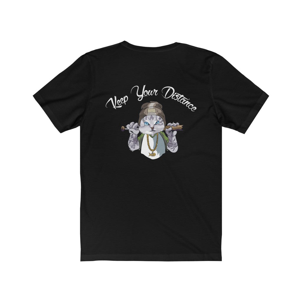 Cat Shirt Keep Your Distance Thug Cat 2 Sided Short Sleeve Tee-Express Your Love Gifts