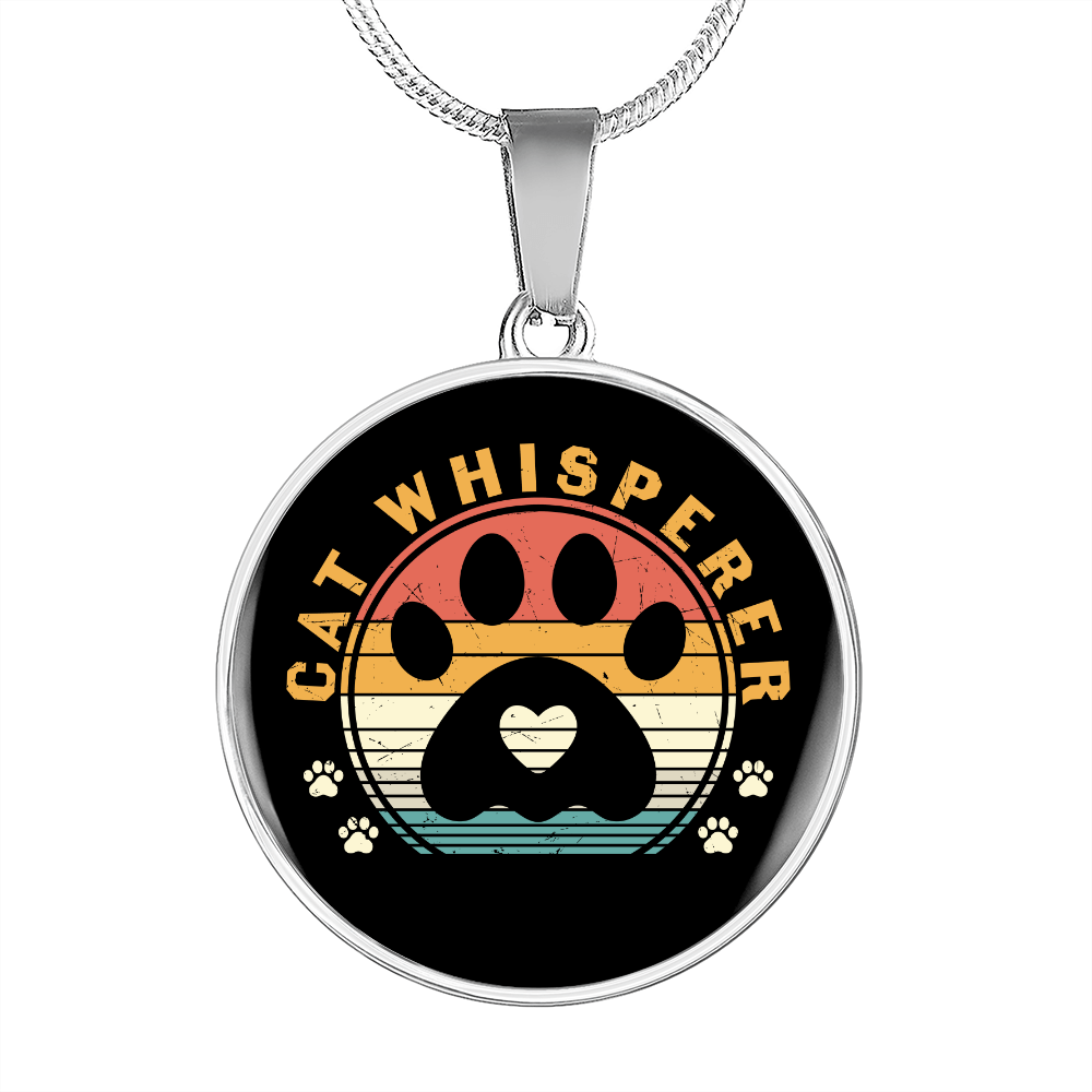 Cat Whisper Paw Circle Necklace Stainless Steel or 18k Gold 18-22"-Express Your Love Gifts