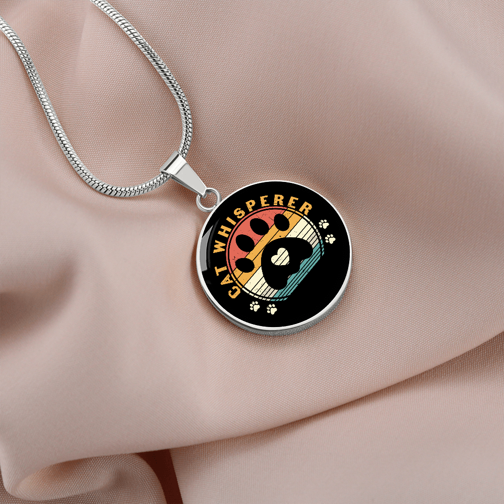 Cat Whisper Paw Circle Necklace Stainless Steel or 18k Gold 18-22"-Express Your Love Gifts