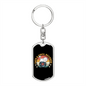 Cats and Vinyl Keychain Stainless Steel or 18k Gold Dog Tag Keyring-Express Your Love Gifts