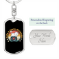 Cats and Vinyl Keychain Stainless Steel or 18k Gold Dog Tag Keyring-Express Your Love Gifts