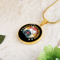 Cats And Vinyl Records Circle Necklace Stainless Steel or 18k Gold 18-22-Express Your Love Gifts