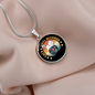 Cats And Vinyl Records Circle Necklace Stainless Steel or 18k Gold 18-22-Express Your Love Gifts